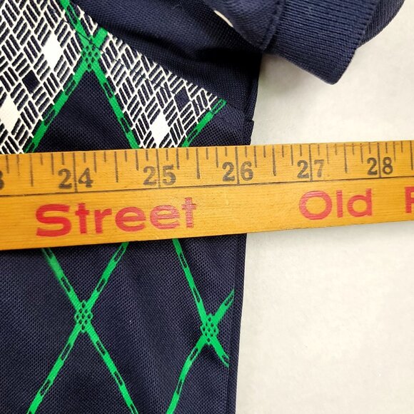 Izod Golf Mens XL Polo Shirt Argyle Pattern Navy Blue Green Country Club - Picture 8 of 9